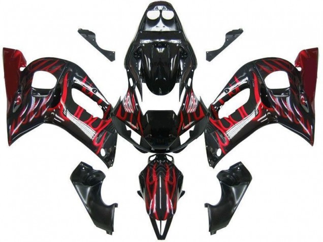 1998-2002 Black Red Flame Yamaha YZF R6 Replacement Fairings Canada 1998-2002 Black Red Flame Yamaha YZF R6 Replacement Fairings Canada
