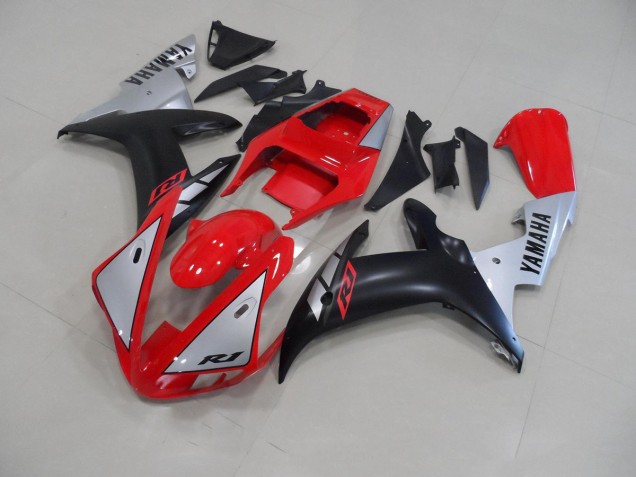 2002-2003 Red Matte Silver Yamaha YZF R1 Motorcycle Fairing Kit Canada 2002-2003 Red Matte Silver Yamaha YZF R1 Motorcycle Fairing Kit Canada