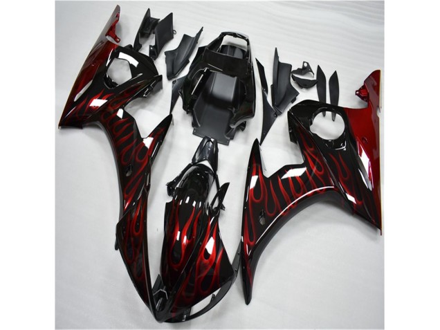 2003-2005 Black Red Flame Yamaha YZF R6 Motorcycle Fairing Canada 2003-2005 Black Red Flame Yamaha YZF R6 Motorcycle Fairing Canada
