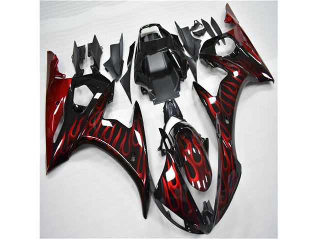 2003-2005 Black Red Flame Yamaha YZF R6 Motorcycle Fairing Canada 2003-2005 Black Red Flame Yamaha YZF R6 Motorcycle Fairing Canada