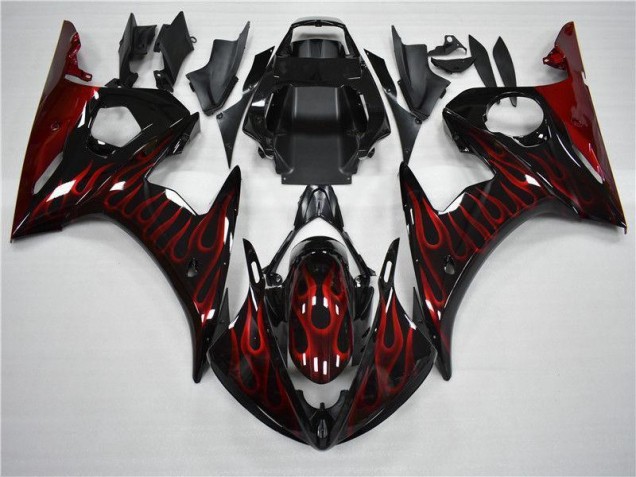 2003-2005 Black Red Flame Yamaha YZF R6 Motorcycle Fairing Canada 2003-2005 Black Red Flame Yamaha YZF R6 Motorcycle Fairing Canada