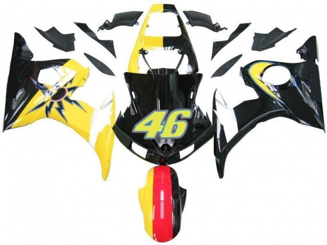 2003-2005 Black Yellow No. 46 Yamaha YZF R6 Motorcycle Fairings Canada 2003-2005 Black Yellow No. 46 Yamaha YZF R6 Motorcycle Fairings Canada