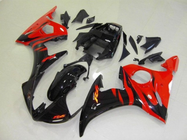 2003-2005 Black Red Flame Yamaha YZF R6 Bike Fairing Kit Canada 2003-2005 Black Red Flame Yamaha YZF R6 Bike Fairing Kit Canada