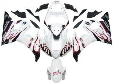 2003-2005 White Black Red Flame Yamaha YZF R6 Motorcycle Fairings Canada