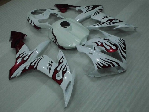 2004-2006 White Red Flame Yamaha YZF R1 Motorcyle Fairings Canada 2004-2006 White Red Flame Yamaha YZF R1 Motorcyle Fairings Canada