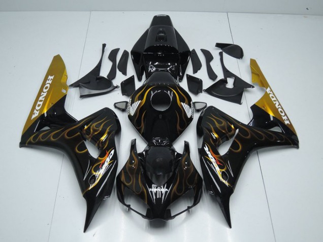 2006-2007 Black Gold Flame Honda CBR1000RR Motor Bike Fairings Canada 2006-2007 Black Gold Flame Honda CBR1000RR Motor Bike Fairings Canada