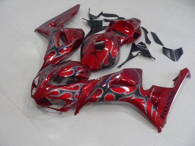 2006-2007 Red Silver Flame Honda CBR1000RR Motorcycle Fairings Kits Canada 2006-2007 Red Silver Flame Honda CBR1000RR Motorcycle Fairings Kits Canada