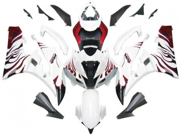 2006-2007 White Red Flame Yamaha YZF R6 Motorcycle Fairing Canada 2006-2007 White Red Flame Yamaha YZF R6 Motorcycle Fairing Canada