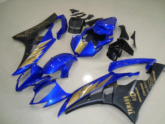 2006-2007 Black Blue with Gold Sticker Yamaha YZF R6 Motorcycle Fairing Canada