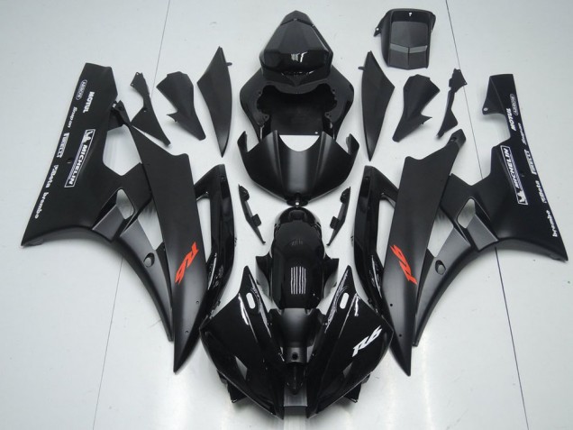 2006-2007 Matte Black and Glossy Black Yamaha YZF R6 Motorbike Fairing Kits Canada