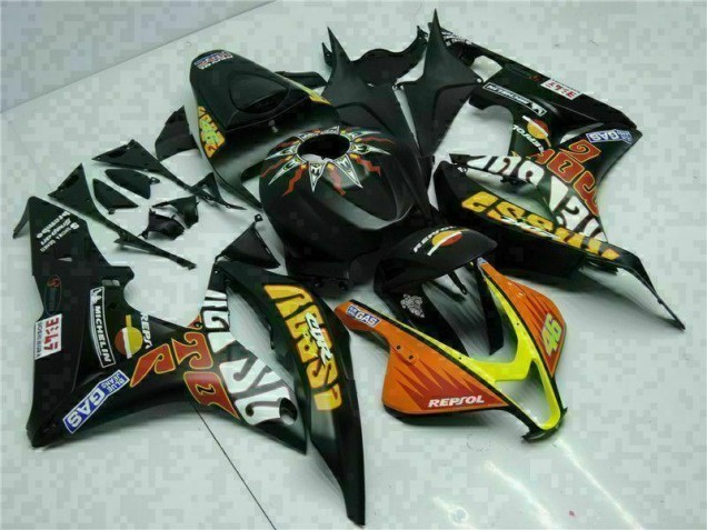 2007-2008 Black Yellow Repsol 46 Honda CBR600RR Motorcycle Bodywork Canada 2007-2008 Black Yellow Repsol 46 Honda CBR600RR Motorcycle Bodywork Canada
