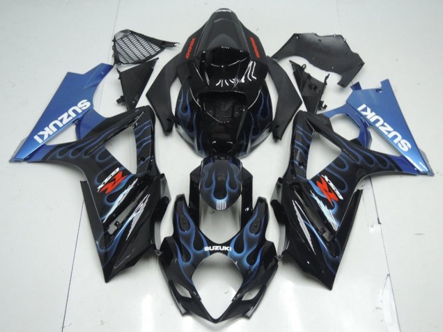 2007-2008 Black Blue Flame Suzuki GSXR 1000 K7 Motorcycle Fairing Kit Canada 2007-2008 Black Blue Flame Suzuki GSXR 1000 K7 Motorcycle Fairing Kit Canada