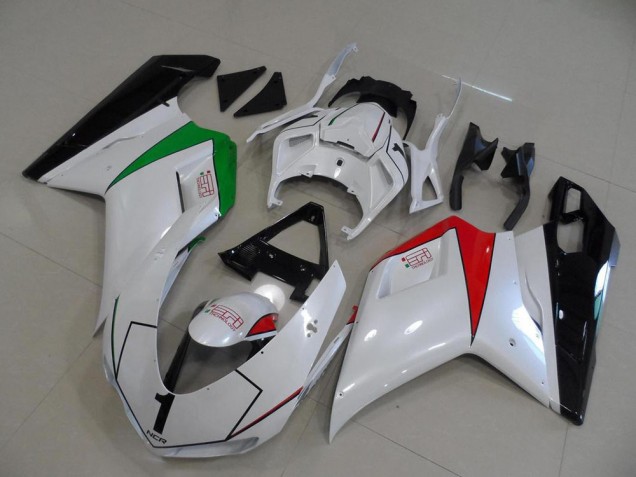 2007-2014 Peral White with Italy Flag Ducati 848 1098 1198 Motorcycle Fairings Kit Canada 2007-2014 Peral White with Italy Flag Ducati 848 1098 1198 Motorcycle Fairings Kit Canada