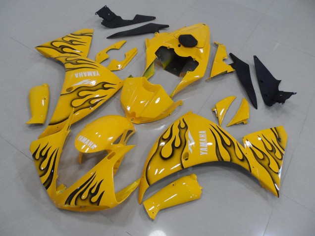 2009-2011 Yellow Black Flame Yamaha YZF R1 Motorcycle Fairings Canada 2009-2011 Yellow Black Flame Yamaha YZF R1 Motorcycle Fairings Canada