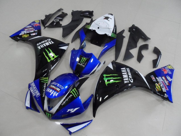 2009-2011 Blue Black Monster Yamaha YZF R1 Bike Fairings Canada 2009-2011 Blue Black Monster Yamaha YZF R1 Bike Fairings Canada