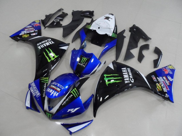 2012-2014 Blue Black Monster Yamaha YZF R1 Motorcycle Fairing Kits Canada 2012-2014 Blue Black Monster Yamaha YZF R1 Motorcycle Fairing Kits Canada