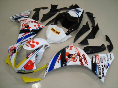 2012-2014 White Black Pepe Phone Yamaha YZF R1 Motorcycle Fairings Kit Canada