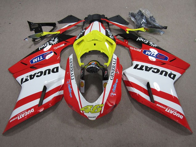 2007-2014 Red White Generali 46 Ducati 1098 848 Motorcycle Fairings Canada 2007-2014 Red White Generali 46 Ducati 1098 848 Motorcycle Fairings Canada