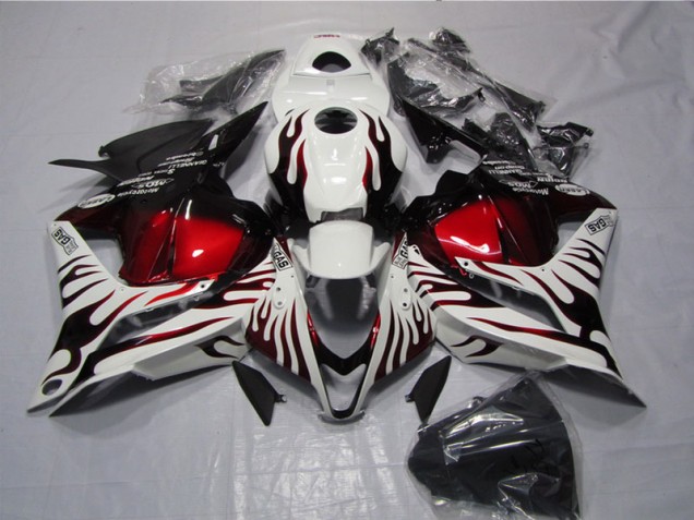 2009-2012 White Black Red Flame Honda CBR600RR Replacement Fairings Canada 2009-2012 White Black Red Flame Honda CBR600RR Replacement Fairings Canada