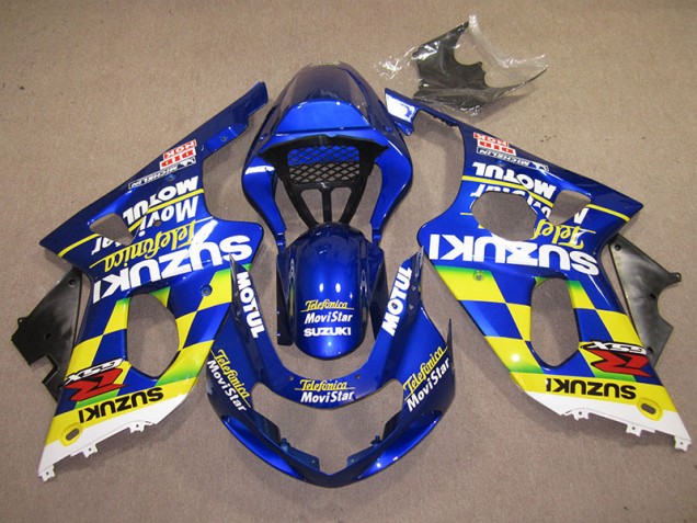 2000-2002 Blue Yellow Telefumica Movistar Suzuki GSXR1000 Motor Fairings Canada