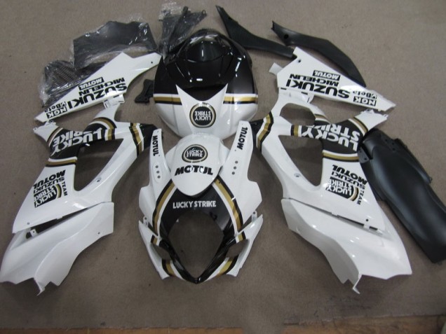 2007-2008 White Lucky Strike Black Motul Suzuki GSXR1000 Motorcycle Replacement Fairings Canada 2007-2008 White Lucky Strike Black Motul Suzuki GSXR1000 Motorcycle Replacement Fairings Canada