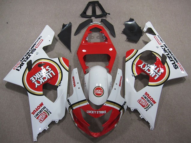 2004-2005 Red White Lucky Strike Motul Suzuki GSXR600 Motorcycle Replacement Fairings Canada 2004-2005 Red White Lucky Strike Motul Suzuki GSXR600 Motorcycle Replacement Fairings Canada