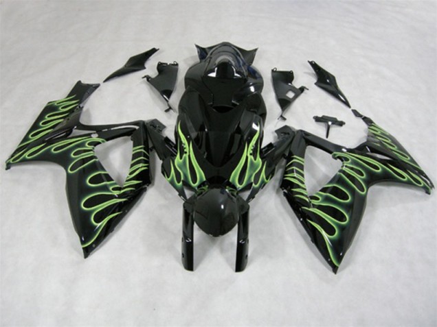 2006-2007 Black Green Flame Suzuki GSXR600 Motorcycle Fairings Canada 2006-2007 Black Green Flame Suzuki GSXR600 Motorcycle Fairings Canada