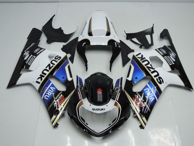 2001-2003 Black White Blue Viru Suzuki GSXR750 Bike Fairings Canada 2001-2003 Black White Blue Viru Suzuki GSXR750 Bike Fairings Canada