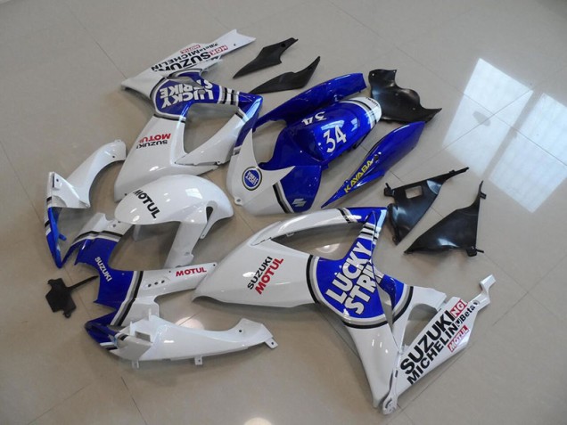 2006-2007 Blue White Lucky Strike Motul 34 Suzuki GSXR750 Motorcycle Fairing Kit Canada 2006-2007 Blue White Lucky Strike Motul 34 Suzuki GSXR750 Motorcycle Fairing Kit Canada