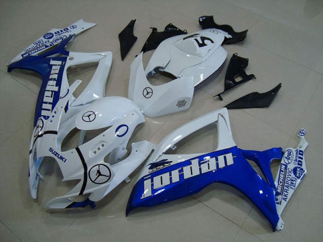 2006-2007 Blue White Jordan Suzuki GSXR750 Motorcycle Fairings Kits Canada