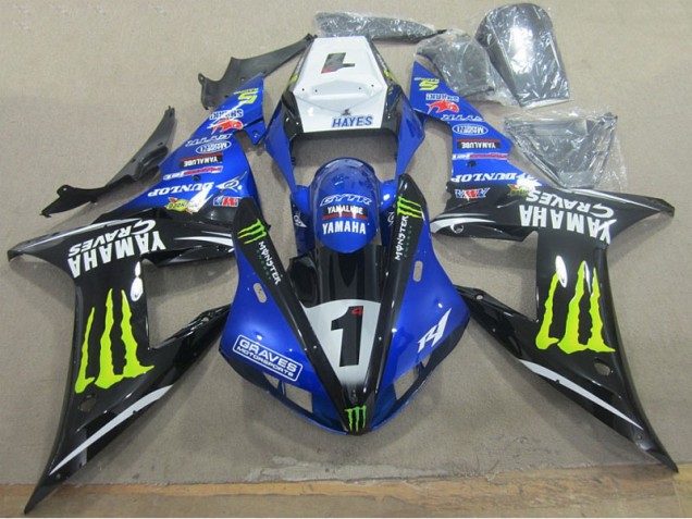 2002-2003 Blue Black Graves 1 Yamaha YZF R1 Motorbike Fairing Canada 2002-2003 Blue Black Graves 1 Yamaha YZF R1 Motorbike Fairing Canada