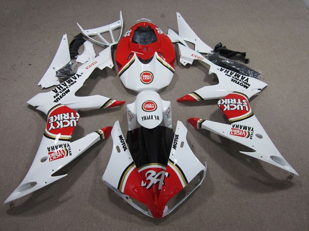 2004-2006 Red White Lucky Strike Yamaha YZF R1 Motorcycle Replacement Fairings Canada 2004-2006 Red White Lucky Strike Yamaha YZF R1 Motorcycle Replacement Fairings Canada