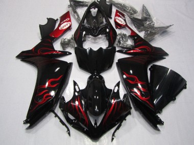 2007-2008 Black Red Flame Yamaha YZF R1 Motorcycle Fairings Canada